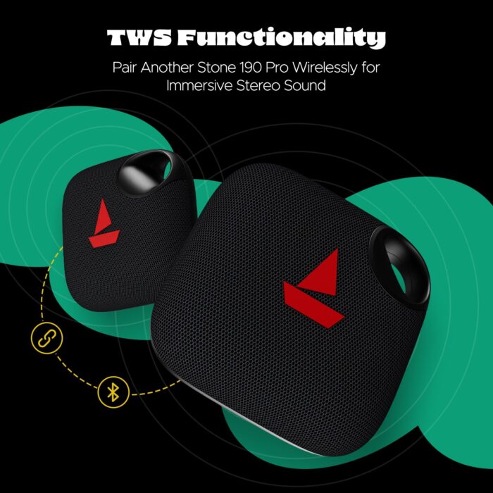 boAt Stone 190 Pro | Portable Bluetooth Speaker with 5W boAt Signature Sound, 12 Hours Playback, TWS Functionality - Image 4