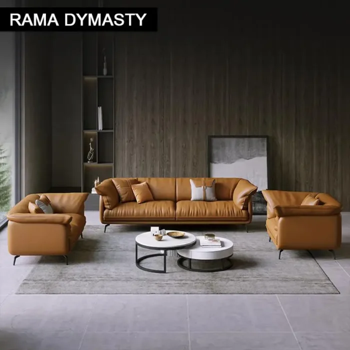 Modern Minimalist Living Room Leather Sofa  Apartment Furniture Set Combination Wtih Customzied Color - Image 6