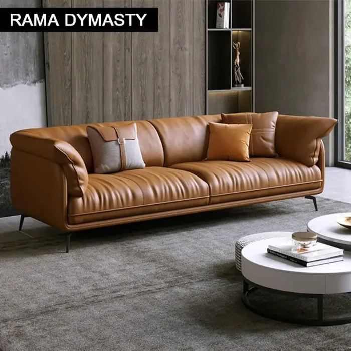 Modern Minimalist Living Room Leather Sofa  Apartment Furniture Set Combination Wtih Customzied Color - Image 5