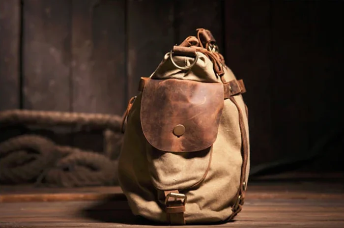 Vintage Military Canvas + Genuine Leather Men Shoulder Bag Sling Crossbody Bag Tote Handbag Men Canvas Messenger Bag  Leisure - Image 2