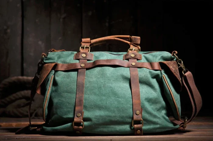 Vintage Military Canvas + Genuine Leather Men Shoulder Bag Sling Crossbody Bag Tote Handbag Men Canvas Messenger Bag  Leisure - Image 3