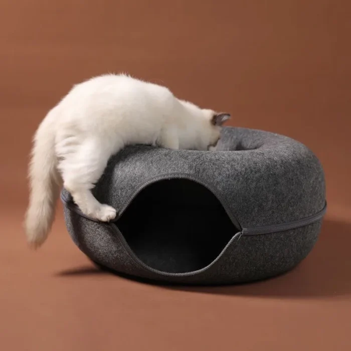 Donut Cat Bed Interactive Tunnel Pet Felt Indoor Toys Cats House Kitten Training Toy Cat Kennel Pets Supplies - Image 4
