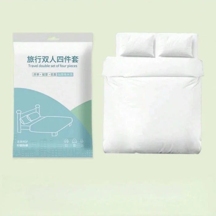 4 Pcs Disposable Bed Sheets King Size, Disposable Fitted Sheets Travel Bedding Cover for Hotel, Disposable Travel Sheet