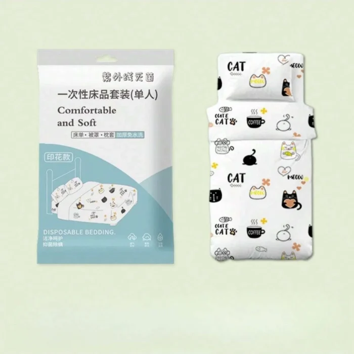4 Pcs Disposable Bed Sheets King Size, Disposable Fitted Sheets Travel Bedding Cover for Hotel, Disposable Travel Sheet - Image 5