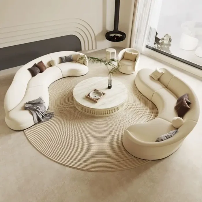 Nordic New Simple Curved Sofa Hotel Lobby Curved Irregular Moon Sofa Designer Rest Room Warm S-shaped Living Room Sofa - Image 3