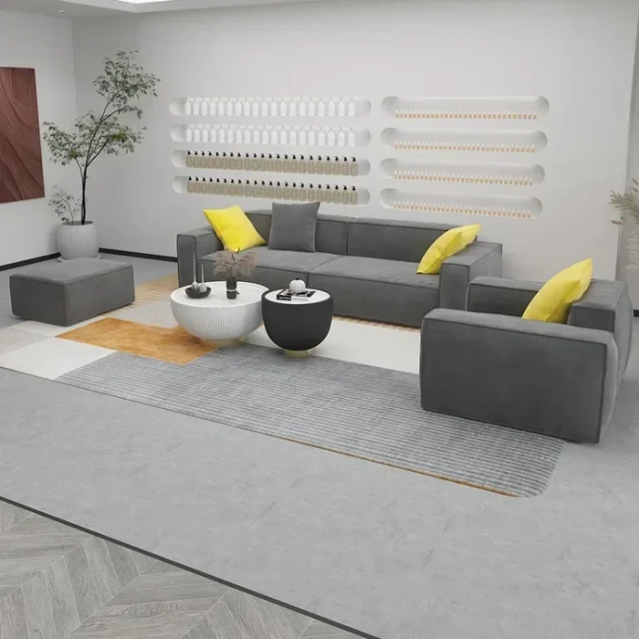 Nordic living room sofa simple modern bean curd reception reception hotel lobby sales office straight sofa - Image 4