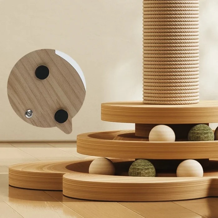 Cat Tower Durable Sisal Scratching Board Tree Pet Cat Toy Solid Wood Cat Turntable Cat Scratching Posts - Image 3