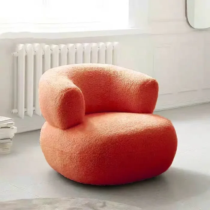 Bedroom Furniture Nordic Furniture Lazy, Chair, Balcony, Sofa Chair Lamb Wool, Nordic Bedroom, Living Room, Single, Sofa, Stool - Image 2