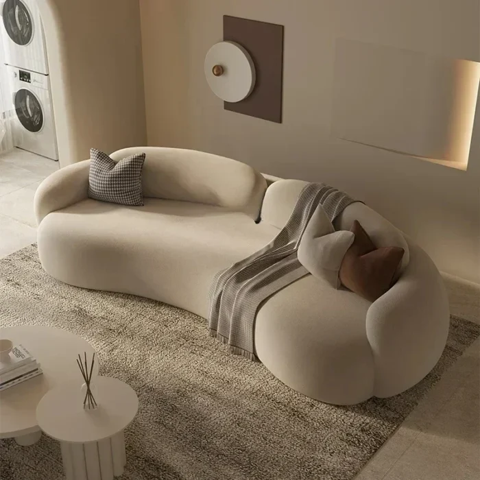 Cream wind curved special-shaped sofa living room small apartment clothing store reception room