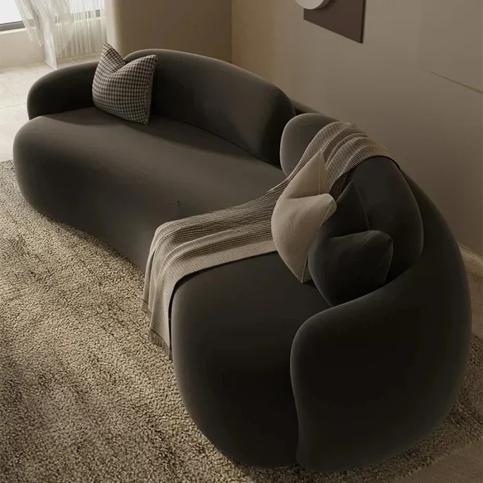 Cream wind curved special-shaped sofa living room small apartment clothing store reception room - Image 5