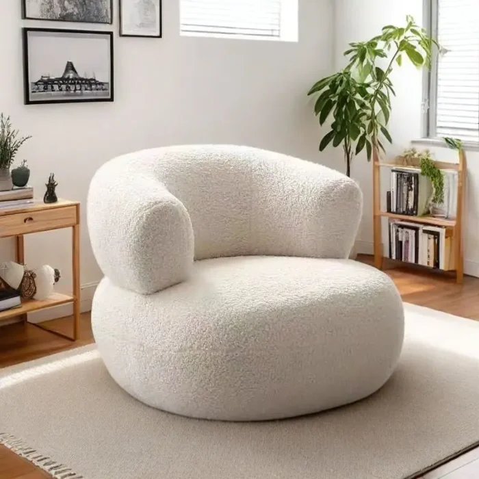 Bedroom Furniture Nordic Furniture Lazy, Chair, Balcony, Sofa Chair Lamb Wool, Nordic Bedroom, Living Room, Single, Sofa, Stool