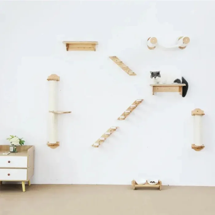 Wall-mounted Cat Climbing Frame 50cm Cat Climbing Ladder  Hammock  Activity Sisal Cat Grab Post Cat Pedal Indoor Cat House - Image 3