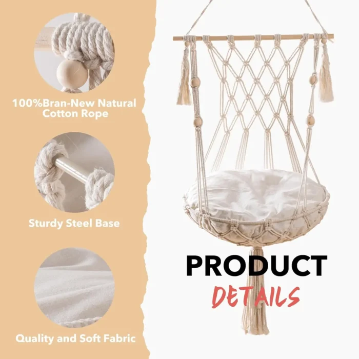 Mewoofun Cat Hammock Handwoven Cat Swing Bed on Wall Hanging Window Perch  with Washed Cotton Mat for Indoor Cats - Image 4
