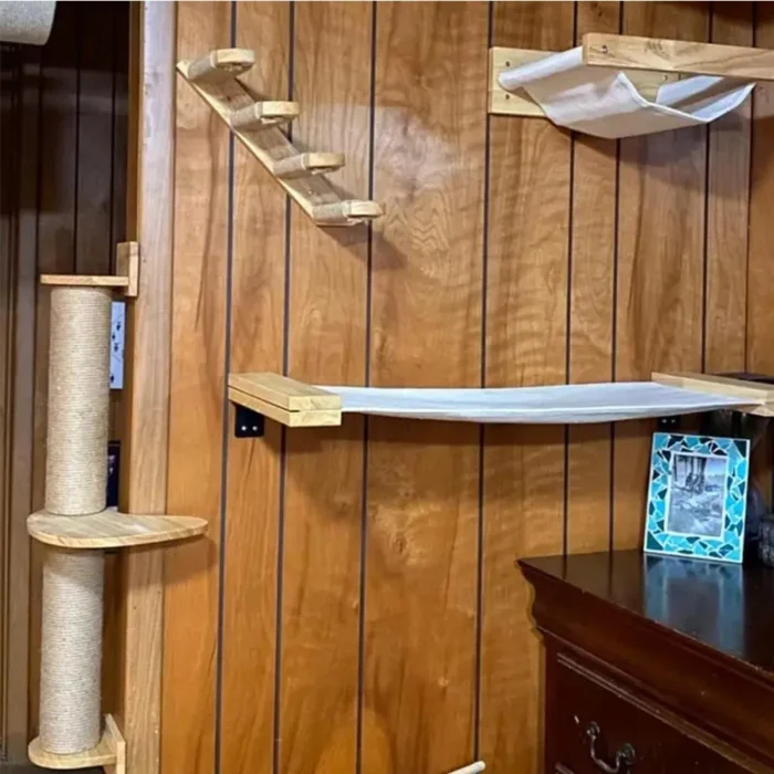 Wall-mounted Cat Climbing Frame 50cm Cat Climbing Ladder  Hammock  Activity Sisal Cat Grab Post Cat Pedal Indoor Cat House - Image 5