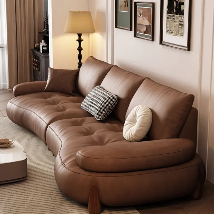 Nordic Leather Living Room Sofas Lazy Office Recliner Minimalist Accent Sofas Relaxing Decor Filling Divano Trendy Furniture