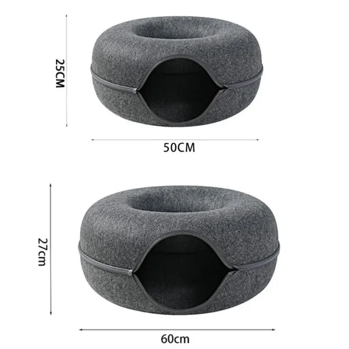 Donut Cat Bed Interactive Tunnel Pet Felt Indoor Toys Cats House Kitten Training Toy Cat Kennel Pets Supplies - Image 6