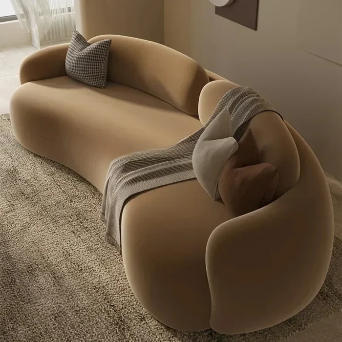 Cream wind curved special-shaped sofa living room small apartment clothing store reception room - Image 2