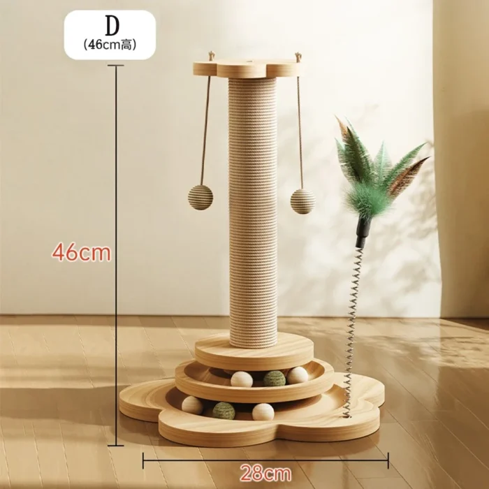 Cat Tower Durable Sisal Scratching Board Tree Pet Cat Toy Solid Wood Cat Turntable Cat Scratching Posts - Image 5