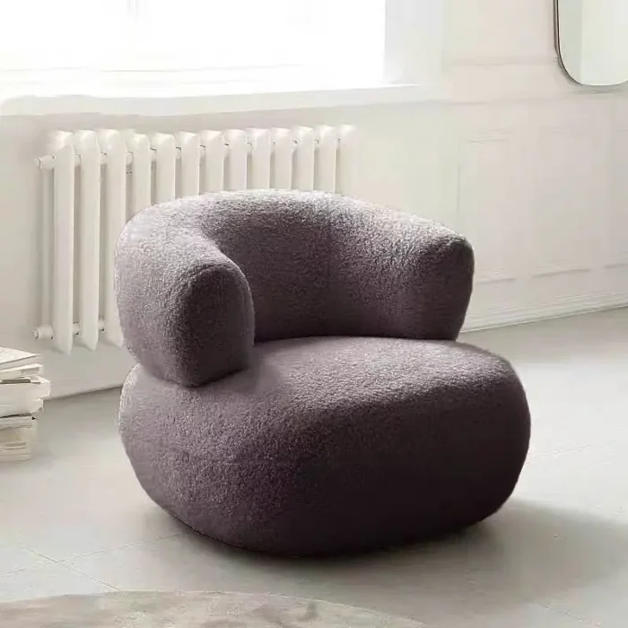 Bedroom Furniture Nordic Furniture Lazy, Chair, Balcony, Sofa Chair Lamb Wool, Nordic Bedroom, Living Room, Single, Sofa, Stool - Image 3
