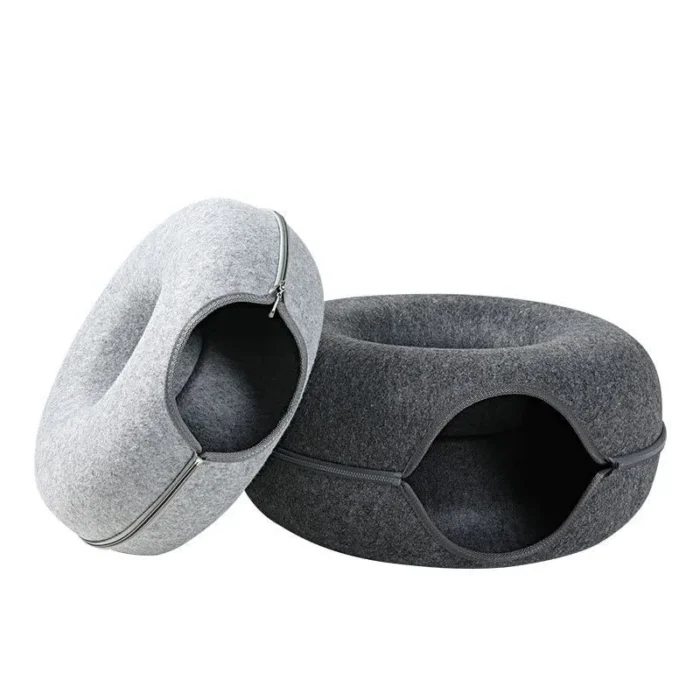 Donut Cat Bed Interactive Tunnel Pet Felt Indoor Toys Cats House Kitten Training Toy Cat Kennel Pets Supplies - Image 5