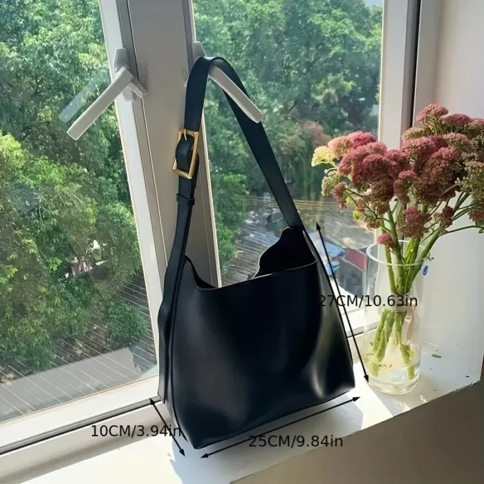 All-Match Women Shoulder Bag Solid Fashion Handbag Crossbody Bag Women's Minimalist PU Leather Bag For Work - Image 2