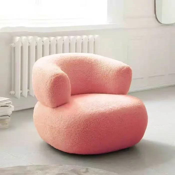 Bedroom Furniture Nordic Furniture Lazy, Chair, Balcony, Sofa Chair Lamb Wool, Nordic Bedroom, Living Room, Single, Sofa, Stool - Image 6