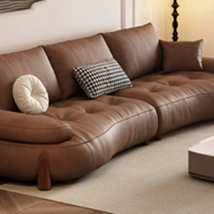 Nordic Leather Living Room Sofas Lazy Office Recliner Minimalist Accent Sofas Relaxing Decor Filling Divano Trendy Furniture - Image 2