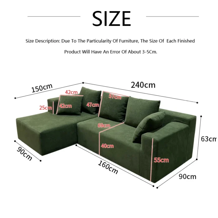 Modern Simple Fabric Sofa Square Sofa Small Living Room Sofa Simple Fabric Sofa - Image 6