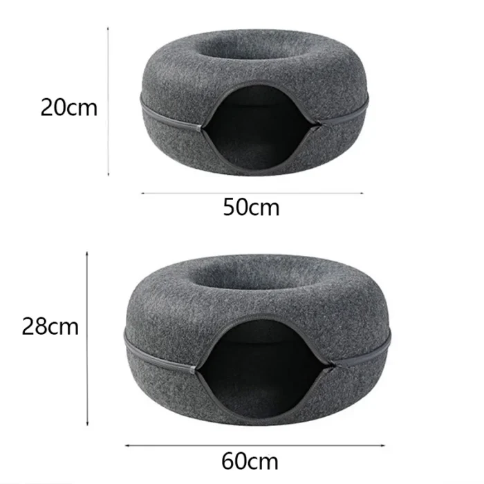 Donut Cat Bed for 2 Cats Detachable Pet Cat Tunnel Interactive Game Toy Dual-use Felt Indoor Kitten Sports Equipment Cat Supplie - Image 6