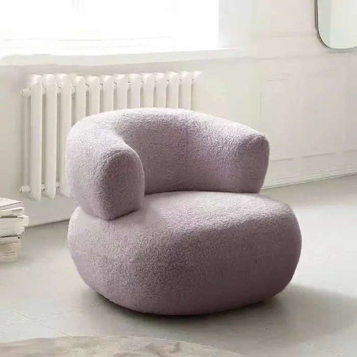Bedroom Furniture Nordic Furniture Lazy, Chair, Balcony, Sofa Chair Lamb Wool, Nordic Bedroom, Living Room, Single, Sofa, Stool - Image 5