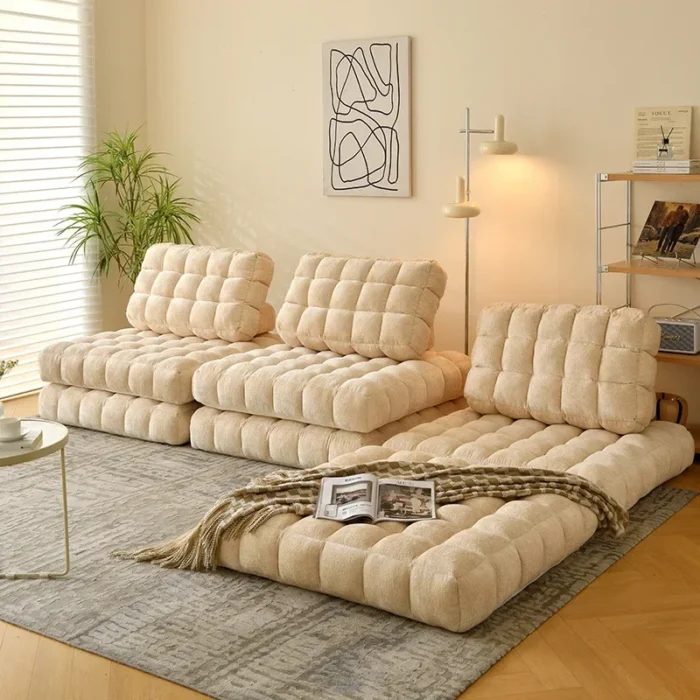 Living Room Furniture Single Sofa Tatami Cream Style Fabric Home Single Living Room Combination Square Module Sofa Muebles - Image 2