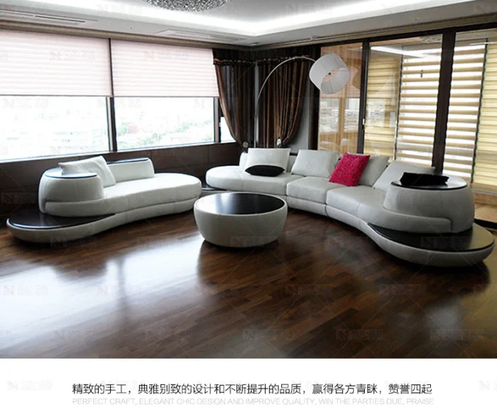 MANBAS Top Grain Genuine Leather Sofa with Corner Sectional Modern Italian Leather Couch Big Arc Shape Living Room Sofas Set - Image 6