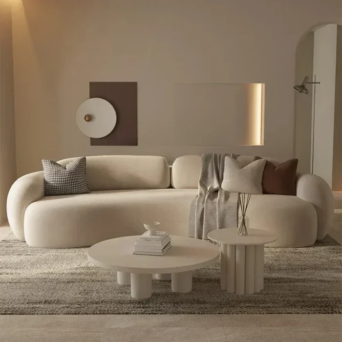 Cream wind curved special-shaped sofa living room small apartment clothing store reception room - Image 3