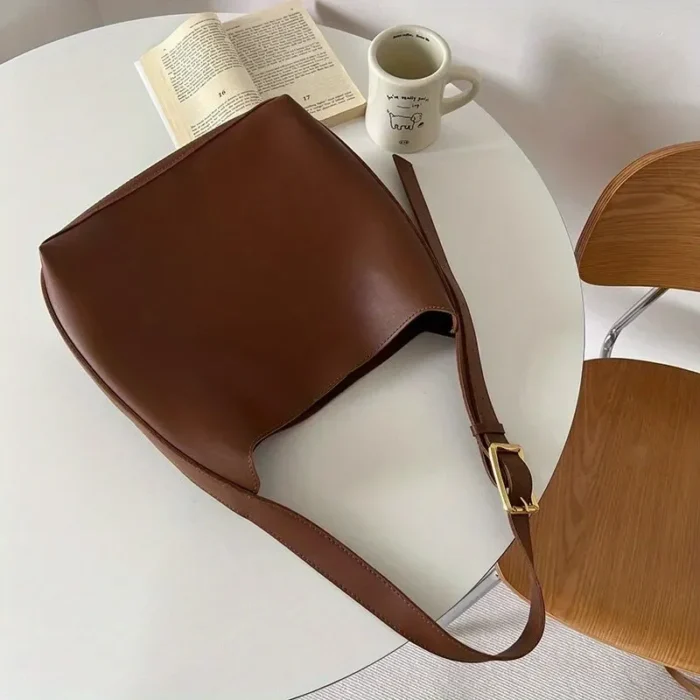 All-Match Women Shoulder Bag Solid Fashion Handbag Crossbody Bag Women's Minimalist PU Leather Bag For Work - Image 5