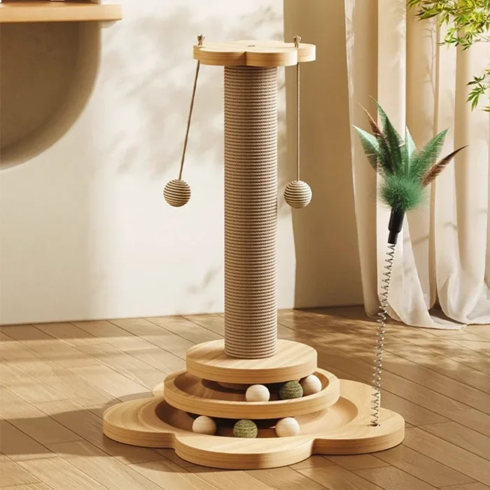 Cat Tower Durable Sisal Scratching Board Tree Pet Cat Toy Solid Wood Cat Turntable Cat Scratching Posts - Image 6