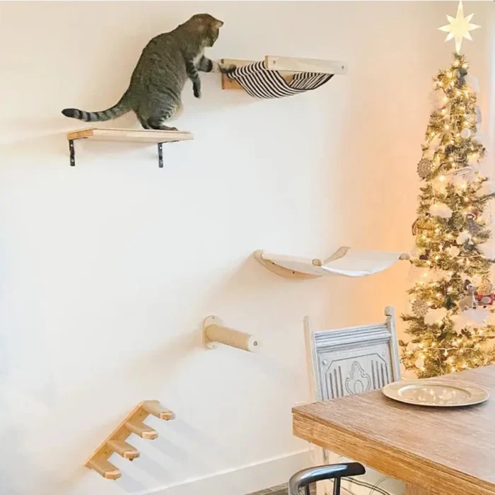 Wall-mounted Cat Climbing Frame 50cm Cat Climbing Ladder  Hammock  Activity Sisal Cat Grab Post Cat Pedal Indoor Cat House - Image 4