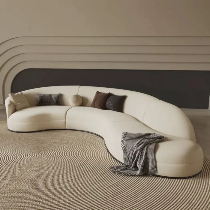 Nordic New Simple Curved Sofa Hotel Lobby Curved Irregular Moon Sofa Designer Rest Room Warm S-shaped Living Room Sofa - Image 6