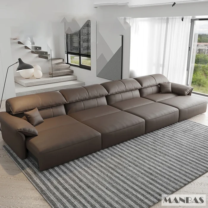 Linlamlim Electric Sofa Convertible for Cinema Living Room | Genuine Leather Electric Multifunction Sofa Bed | Folding Sofa Beds - Image 2