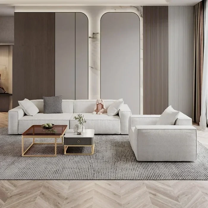 Nordic living room sofa simple modern bean curd reception reception hotel lobby sales office straight sofa - Image 3