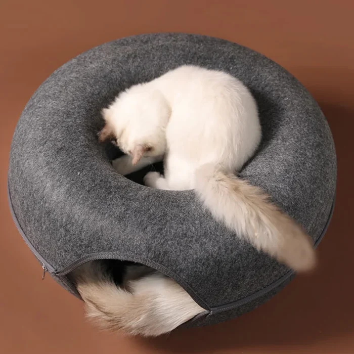 Donut Cat Bed for 2 Cats Detachable Pet Cat Tunnel Interactive Game Toy Dual-use Felt Indoor Kitten Sports Equipment Cat Supplie - Image 4