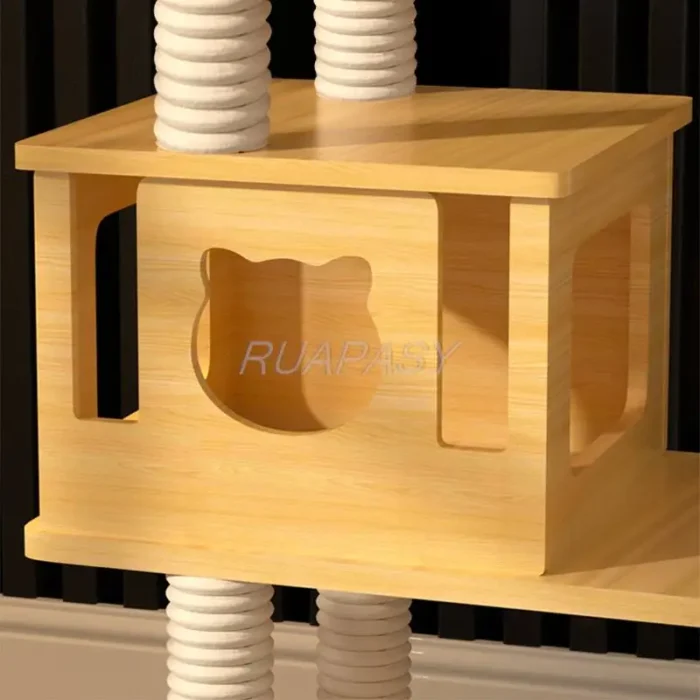 Multi-Level Cat Tree Climbing Frame Shelf  Wood Scratching Post Sisal Pillar Jumping Platform Perch Tower Integrated Cat Frame - Image 4