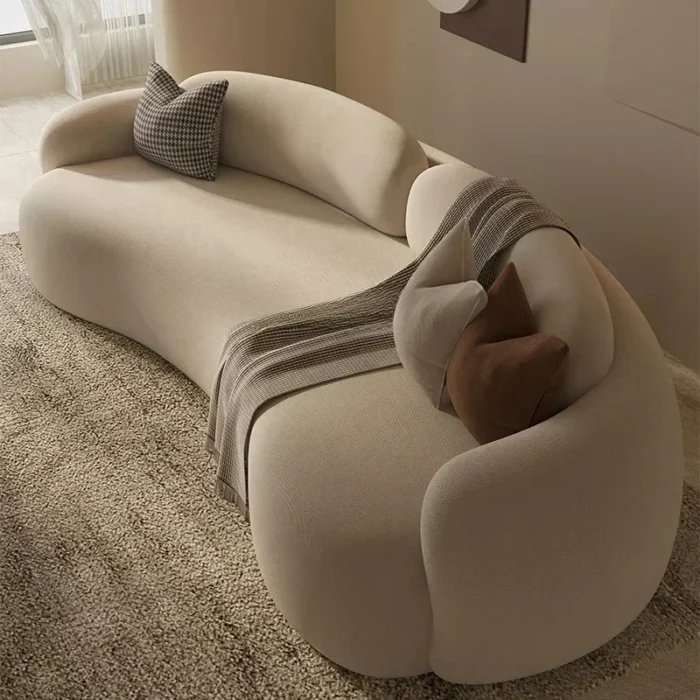 Cream wind curved special-shaped sofa living room small apartment clothing store reception room - Image 4