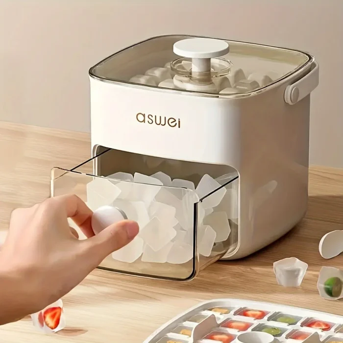Extra-Large 48-Ice Cube Maker with Easy Glide Double Layer Food-Grade Tray for Refrigerator Perfect for Whiskey & Cocktails - Image 2