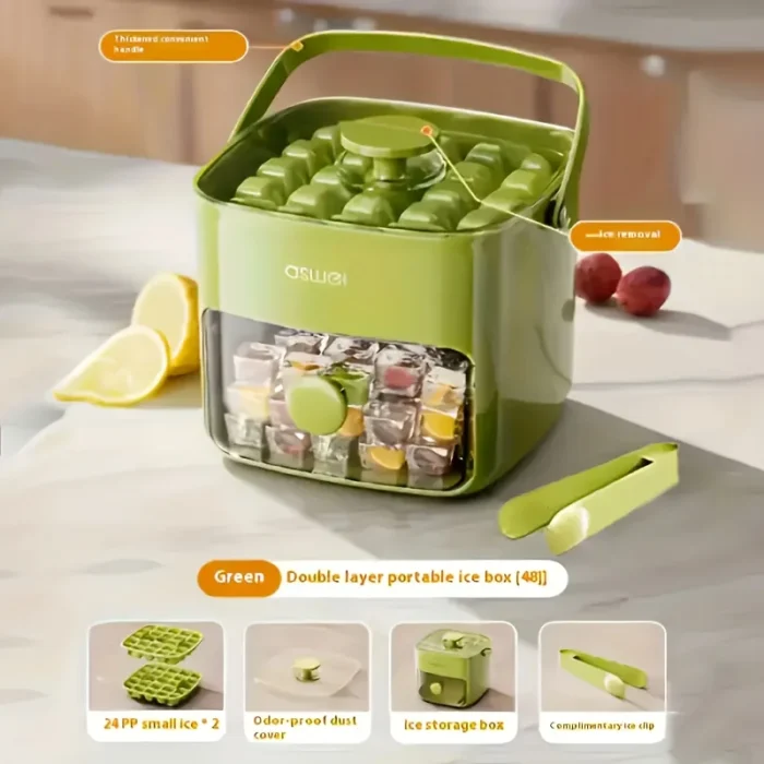 Extra-Large 48-Ice Cube Maker with Easy Glide Double Layer Food-Grade Tray for Refrigerator Perfect for Whiskey & Cocktails - Image 4
