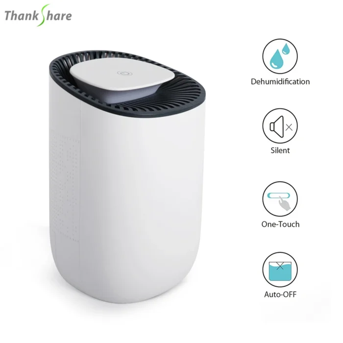 Home Dehumidifier Negative Ion Air Cleaner Energy Saving Air Dryer Low Noise 600ml Water Tank Auto-off Moisture Absorbing