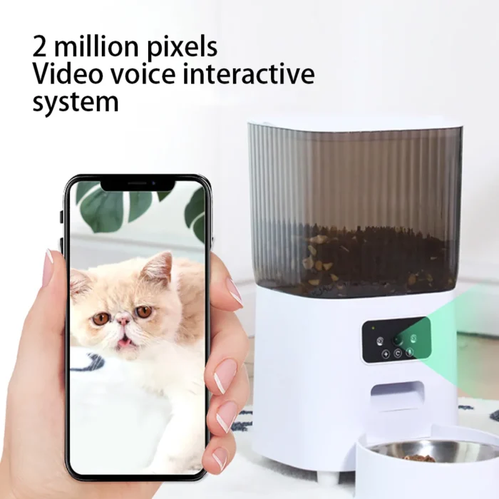 5L Double Bowls Smart Automatic Cat Feeder With Camera Cat Dry Food Video Dispenser Pet Smart Voice Recorder Auto Feeder For Dog - Image 5