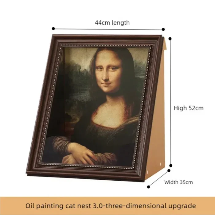 Mona Lisa oil painting cat bed replaceable oil painting cat scratch board photo frame three-dimensional effect creative cat bed - Image 5
