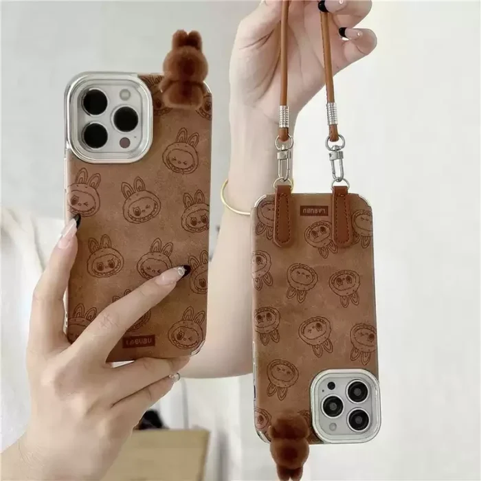 2025 New Ins Cartoon Cute 3d Labubu Handheld Rope Phone 16 Promax Phone Case For iphone 15 14 13 12 11 Pro Max Anti Fall Cover - Image 3