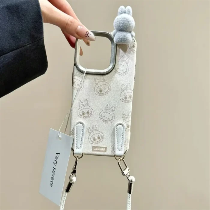 2025 New Ins Cartoon Cute 3d Labubu Handheld Rope Phone 16 Promax Phone Case For iphone 15 14 13 12 11 Pro Max Anti Fall Cover - Image 4